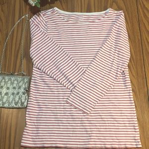 J Crew Painter tee large mauve boatneck 3/4 sleeve
